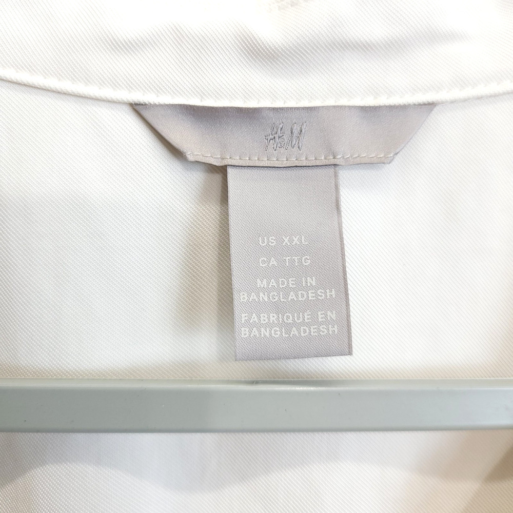 H & M Shift Shirt Dress Collared Button Up Women XXL Off White Minimalist Causal - Picture 10 of 12